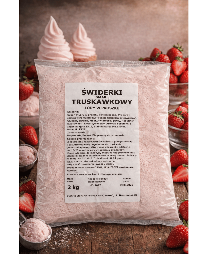 Mieszanka do lodów amerykańskich, świderków - SMAK TRUSKAWKA