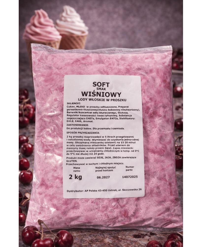 Mieszanka do lodów włoskich typu SOFT smak WIŚNIA
