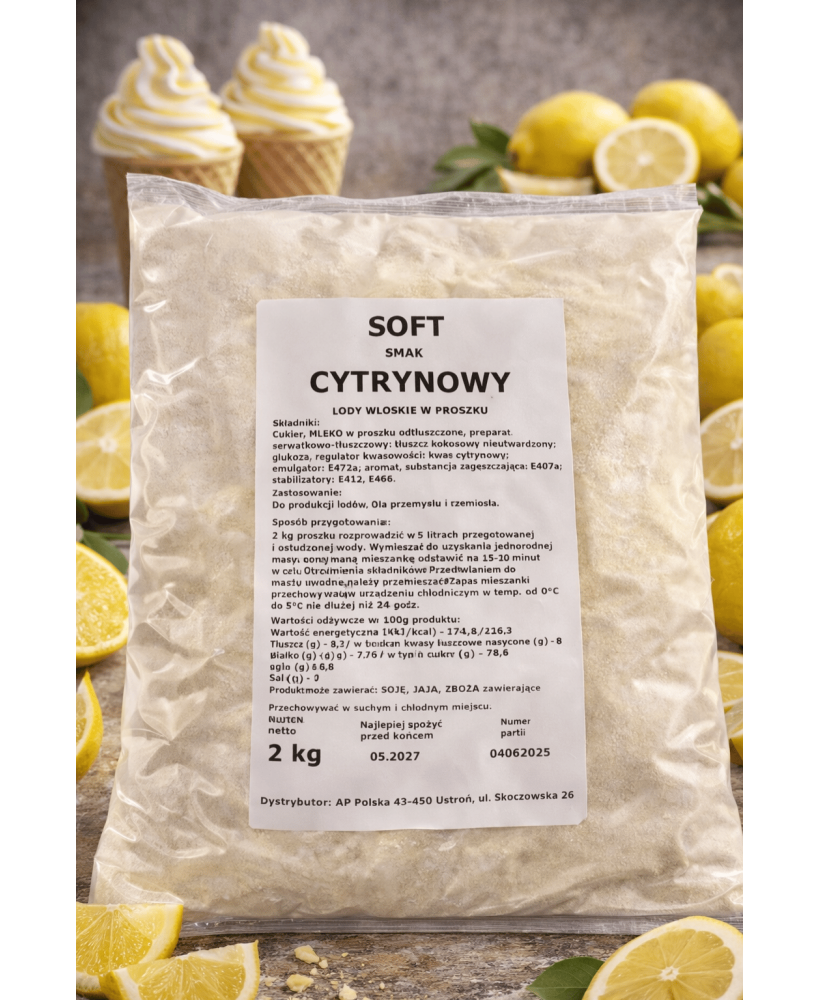 Mieszanka do lodów włoskich typu SOFT smak CYTRYNA