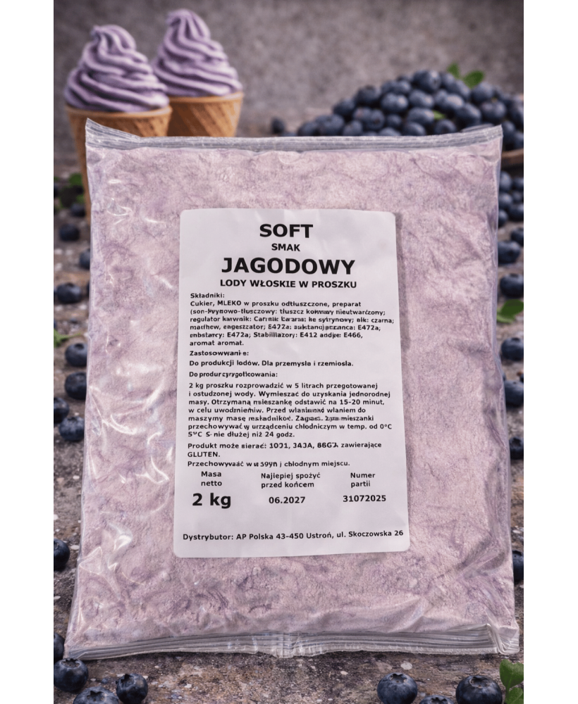 Mieszanka do lodów włoskich typu SOFT smak JAGODA
