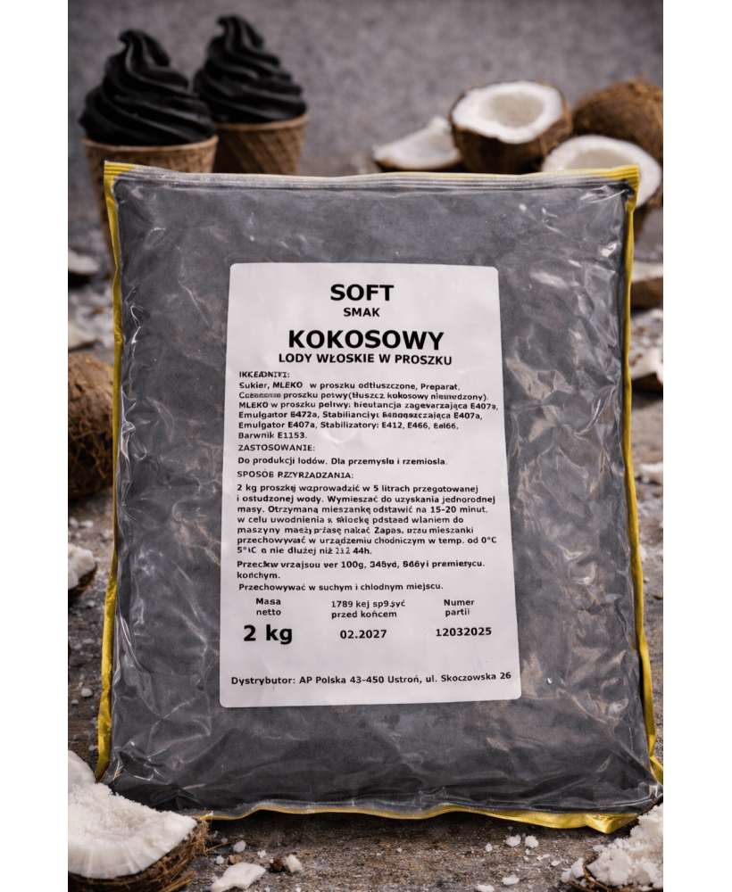 Mieszanka do lodów włoskich typu SOFT smak CZARNY KOKOS