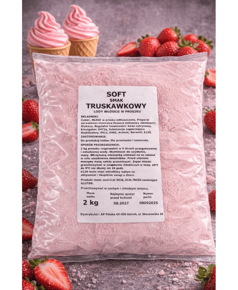 Mieszanka do lodów włoskich typu SOFT smak TRUSKAWKA